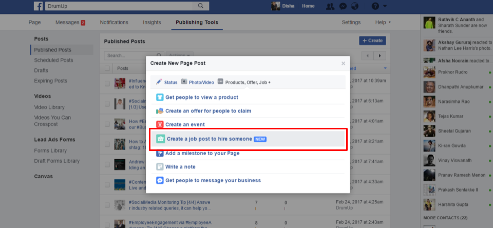 How to use Facebook's new job post